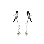 Затискачі для сосків із сердечком Liebe Seele Glow-in-dark Nipple Clamps Green, світяться в темряві - мініатюра 1