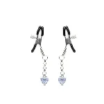 Затискачі для сосків із сердечком Liebe Seele Glow-in-dark Nipple Clamps Blue, світяться в темряві - мініатюра 1