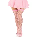 Панчохи-сітка Leg Avenue Nylon Fishnet Thigh Highs One size, Pink, дрібна сітка - мініатюра 1