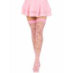 Панчохи-сітка Leg Avenue Nylon Fishnet Thigh Highs One size, Pink, дрібна сітка - мініатюра 4