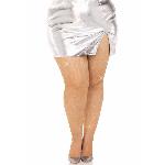 Колготки Leg Avenue Rhinestone micro net tights Plus size Caramel, дрібна сітка, стрази - мініатюра 4