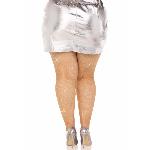 Колготки Leg Avenue Rhinestone micro net tights Plus size Caramel, дрібна сітка, стрази - мініатюра 2