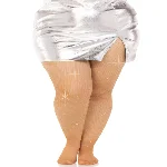 Колготки Leg Avenue Rhinestone micro net tights Plus size Caramel, дрібна сітка, стрази - мініатюра 1