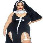 Костюм монашки-грішниці Leg Avenue Sultry Sinner 1X-2X, сукня, головний убір, комір - мініатюра 1