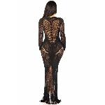 Сукня з довгим рукавом Leg Avenue Lace and Net Bodycon Gown One Size, Black - мініатюра 5