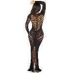 Сукня з довгим рукавом Leg Avenue Lace and Net Bodycon Gown One Size, Black - мініатюра 3
