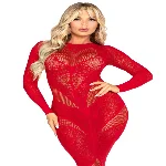 Сукня з довгим рукавом Leg Avenue Lace and Net Bodycon Gown One Size, Red - мініатюра 1