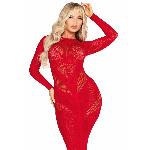 Сукня з довгим рукавом Leg Avenue Lace and Net Bodycon Gown One Size, Red - мініатюра 5