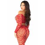 Комплект топ і легінси Leg Avenue Off The Shoulder, One Size, Red, довгий рукав - мініатюра 4