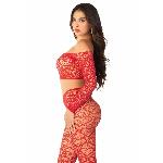 Комплект топ і легінси Leg Avenue Off The Shoulder, One Size, Red, довгий рукав - мініатюра 2