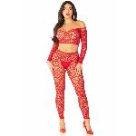 Комплект топ і легінси Leg Avenue Off The Shoulder, One Size, Red, довгий рукав - мініатюра 5
