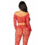 Комплект топ і легінси Leg Avenue Off The Shoulder, One Size, Red, довгий рукав - мініатюра 3