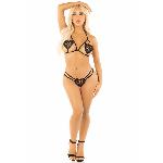 Комплект з перлинною ниткою Leg Avenue Open Cup Bra and Pearl String One Size, Black - мініатюра 4