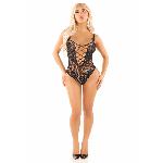 Боді зі стразами Leg Avenue Rhinestone Net and Lace Bodysuit One Size, Black - мініатюра 6