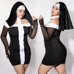Еротичний костюм монашки JSY P61130 Plus Size - мініатюра 1
