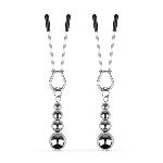 Затискачі для сосків Bedroom Fantasies: Nipple Clamps with Beaded Chain - Silver - мініатюра 3