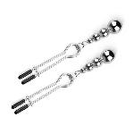 Затискачі для сосків Bedroom Fantasies: Nipple Clamps with Beaded Chain - Silver - мініатюра 4