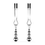 Затискачі для сосків Bedroom Fantasies: Nipple Clamps with Beaded Chain - Silver - мініатюра 1
