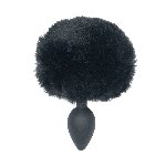 Анальна пробка з хвостом Punishment - Bunny Tail Silicone Anal Plug - Black - мініатюра 1