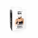 Чокер з повідцем Art of Sex - Butterfly чорний, екошкіра - мініатюра 4