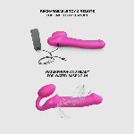Безремінний страпон з вібрацією Strap-On-Me Vibrating Fuchsia M, діаметр 3,8 см, пульт ДК, регульований - мініатюра 4