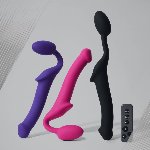Безремінний страпон з вібрацією Strap-On-Me Vibrating Fuchsia L, діаметр 3,7см, пульт ДК, регульований - мініатюра 9