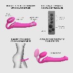 Безремінний страпон з вібрацією Strap-On-Me Vibrating Fuchsia L, діаметр 3,7см, пульт ДК, регульований - мініатюра 3