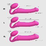 Безремінний страпон з вібрацією Strap-On-Me Vibrating Fuchsia L, діаметр 3,7см, пульт ДК, регульований - мініатюра 5