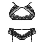 Комплект Obsessive Allastia 2-pcs set black S/M, регульовані бретелі, багаторівнева застібка - мініатюра 4
