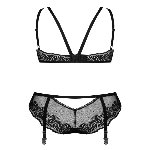 Комплект Obsessive Allastia 2-pcs set black S/M, регульовані бретелі, багаторівнева застібка - мініатюра 3