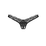 Трусики-стрінги з мереживом Obsessive Arrowel Black crotchless thong S/M - мініатюра 4