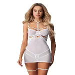 Бебі-дол Obsessive Arrowel White chemise 2XL/3XL, з декоративним чокером та гартерами - мініатюра 1