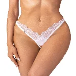 Трусики-стрінги з мереживом Obsessive Arrowel White crotchless thong L/XL - мініатюра 1