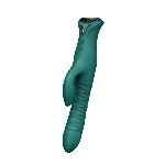 Смарт пульсатор-кролик з вібрацією Zalo Mose 2 Turquoise Green, підігрів до 42 °C, кристал Swarovski - мініатюра 1