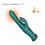 Смарт пульсатор-кролик з вібрацією Zalo Mose 2 Turquoise Green, підігрів до 42 °C, кристал Swarovski - мініатюра 7