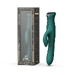 Смарт пульсатор-кролик з вібрацією Zalo Mose 2 Turquoise Green, підігрів до 42 °C, кристал Swarovski - мініатюра 12