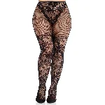 Колготки Leg Avenue Dahlia Lace Tights with Net Thigh Detail One Size - мініатюра 1