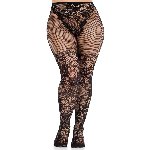 Колготки Leg Avenue Dahlia Lace Tights with Net Thigh Detail One Size - мініатюра 4