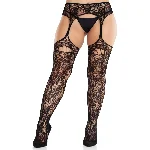 Колготки Leg Avenue Net Stockings with Attached Garter Belt One Size Black - мініатюра 1