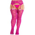 Колготки-панчохи Leg Avenue Heart Garterbelt Stockings One Size Magenta - мініатюра 4