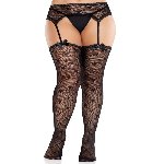 Колготки-панчохи Leg Avenue Heart Garterbelt Stockings One Size Black - мініатюра 5