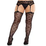 Колготки-панчохи Leg Avenue Heart Garterbelt Stockings One Size Black - мініатюра 1
