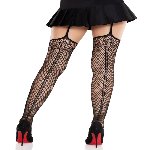Колготки-панчохи Leg Avenue Backseam Net Stockings з поясом для панчіх, один розмір, чорні - мініатюра 8