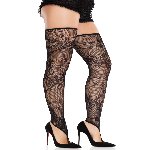 Панчохи Leg Avenue Floral Net Toe Loop Footless Thigh Highs One Size - мініатюра 3
