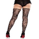 Панчохи Leg Avenue Floral Net Toe Loop Footless Thigh Highs One Size - мініатюра 2