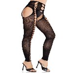 Колготки Leg Avenue Seamless Opaque Footless Suspender Hose One Size Black - мініатюра 3