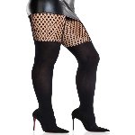 Колготки Leg Avenue Garter Illusion Tights with Net Detail One Size Black - мініатюра 4