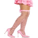 Панчохи-сітка зі швом ззаду Leg Avenue Bow back seam thigh highs One size Pink, атласний бант - мініатюра 3