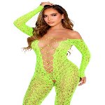 Бодістокінг Leg Avenue Crotchless Footless Lingerie Bodystocking One Size Neon Green - мініатюра 3