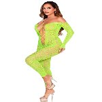 Бодістокінг Leg Avenue Crotchless Footless Lingerie Bodystocking One Size Neon Green - мініатюра 4